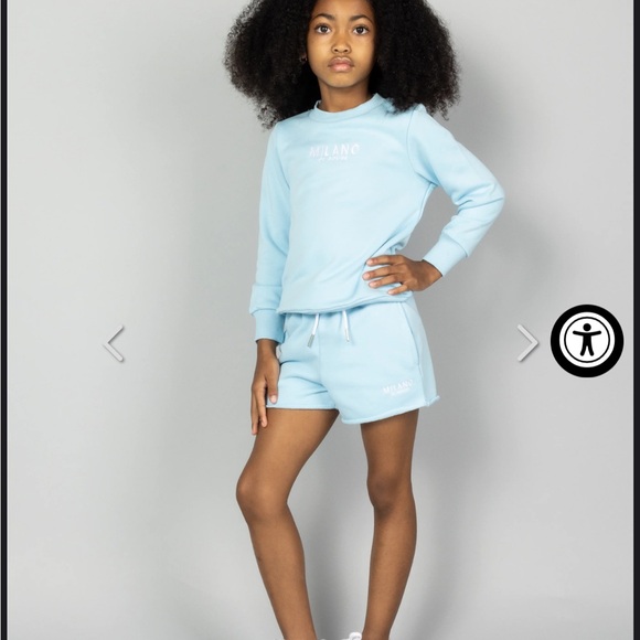 Milano Di Rouge-Kids Girl Summer Signature Fleece Shorts Powder Blue 5T NWT - Picture 2 of 6